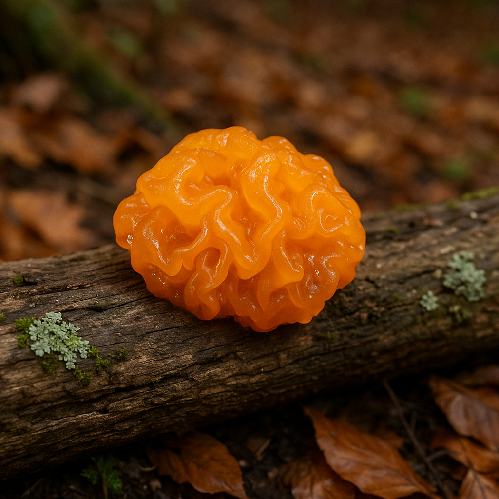 champignon orange sur bois mort